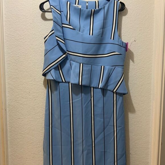 laltramoda dress blue stripe size 42 ruffle Italy - Picture 5 of 12